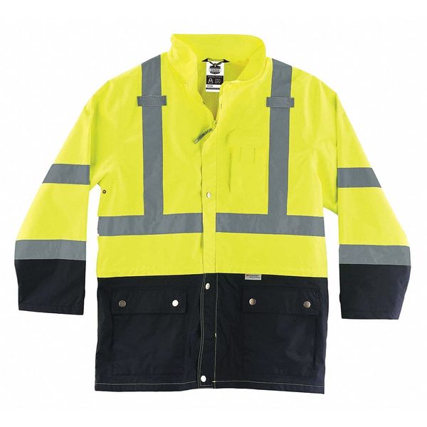 Black Front Rain Jacket, Lime, 5XL