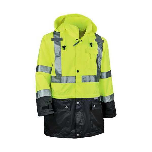 Black Front Rain Jacket, Lime, XL