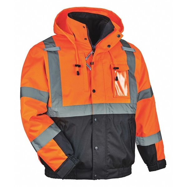 Hi Vis Bomber Jacket, 3-in-1, Orange, Small