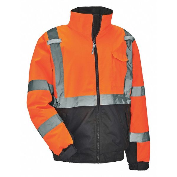 Quilted Bomber Jacket, Orange, Large