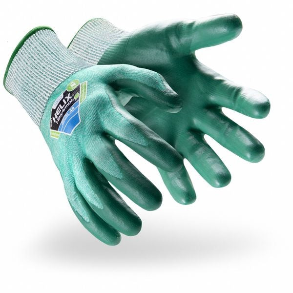 Coated Gloves, Green/White, Size L, PR