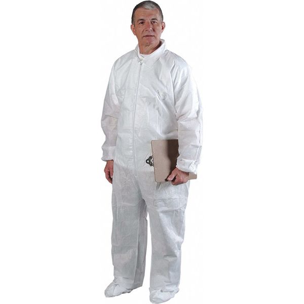 Coverall, Disposable, L, Package Quantity 25, L, 25 PK, White, AlphaGuard, Zipper