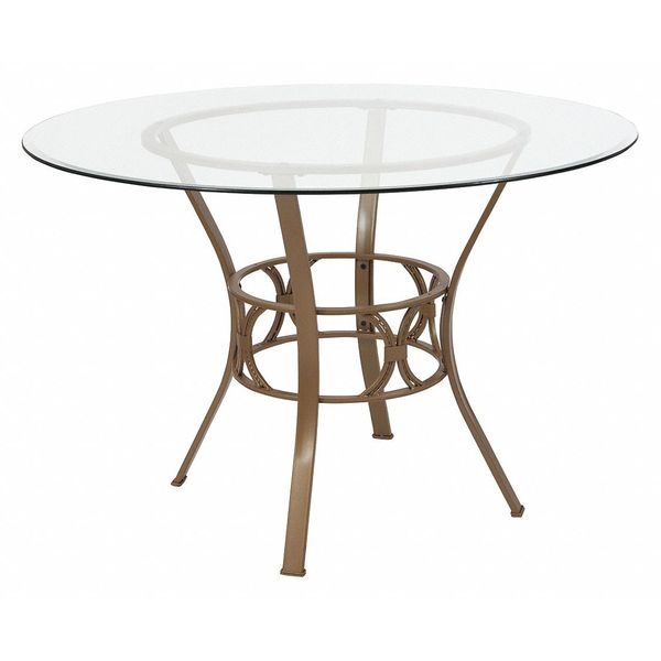 Round Dining Table, Matte Gold, Rnd Glss, 45