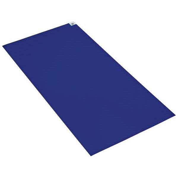 Tacky Floor Mat, 24 in Wide x 36 in Long, 2 mil Thickness, Polyethylene, Blue, Pack of 4
