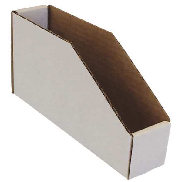 Corrugated Shelf Bin, White, Cardboard, 9 in L x 2 in W x 4 1/2 in H