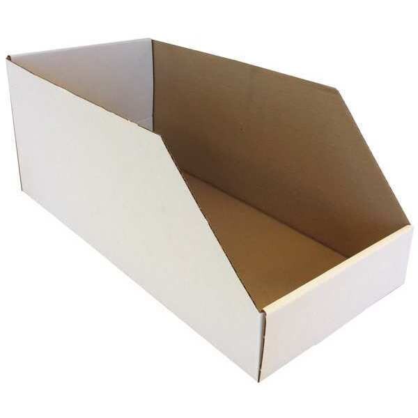 Corrugated Shelf Bin, White, Cardboard, 24 in L x 11 in W x 10 in H