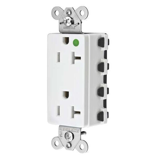 Receptacle, 20 A Amps, 125V AC, Flush Mount, Decorator Duplex Outlet, 5-20R, White