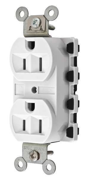 15A Duplex Modular Receptacle 125VAC 5-15R WH