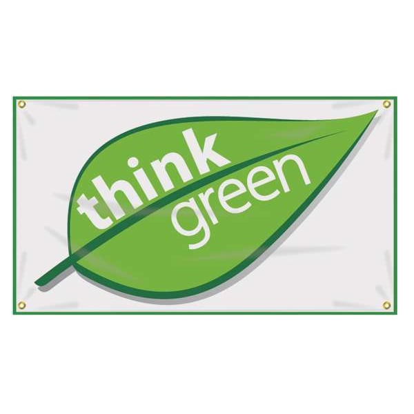 Banner, Think Green (Leaf), 24 x 48 In.