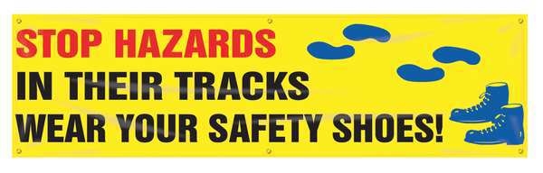Banner, Stop Hazards, 28 X 96 In.
