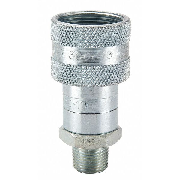 Hydraulic Quick Connect Hose Coupling, Steel Body, Sleeve Lock, 1/4