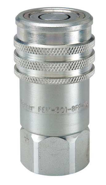 Hydraulic Quick Connect Hose Coupling, Steel Body, Push-to-Connect Lock, 9/16