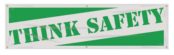 Banner, Think Safety, 28 x 96 In.