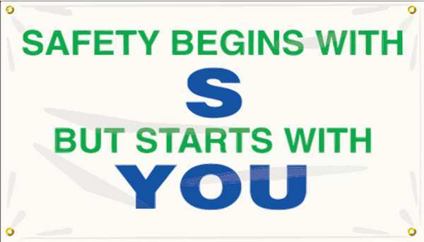 Banner, Safety Begins With S, 24 x 48 In.