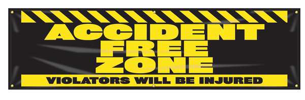 Banner, Accident Free Zone, 28 x 96 In.