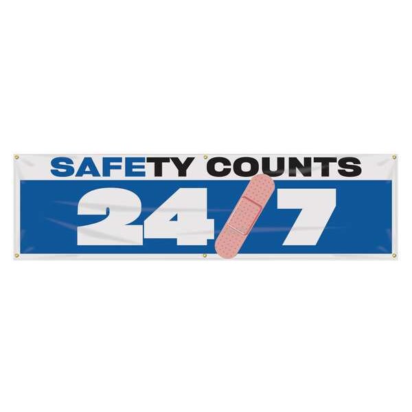 Banner, Safety Counts, 28 x 96 In.