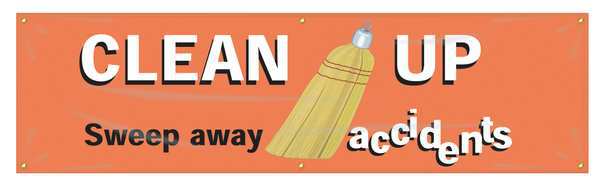 Banner, Clean Up Sweep Away, 28 x 96 In.