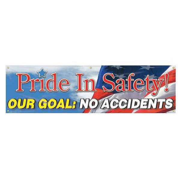Banner, Pride In Safety, 28 x 96 In.