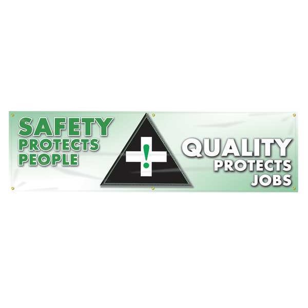 Banner, Safety Protects People, 28 x 96 In