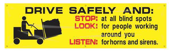 Banner, Drive Safely And, 28 x 96 In.