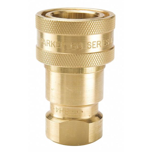 Hydraulic Quick Connect Hose Coupling, Brass Body, Sleeve Lock, 1/8