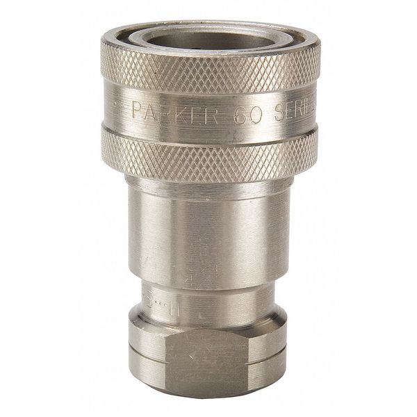 Hydraulic Quick Connect Hose Coupling, 316 Stainless Steel Body, Sleeve Lock, 3/4