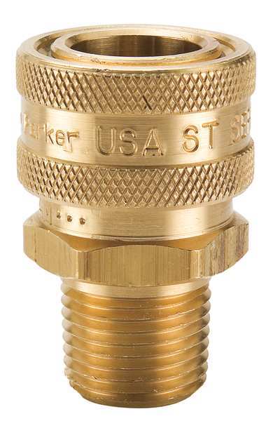 Hydraulic Quick Connect Hose Coupling, Brass Body, Sleeve Lock, 1/8