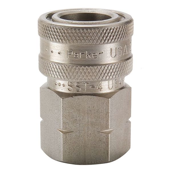 Hydraulic Quick Connect Hose Coupling, 303 Stainless Steel Body, Ball Lock, 1/2