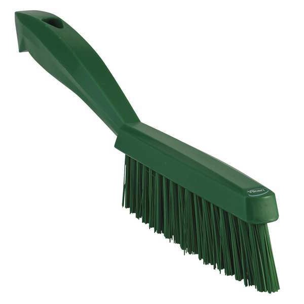 13/16 in W Scrub Brush, Stiff, 11 51/64 in L Handle, 5 51/64 in L Brush, Green, Plastic