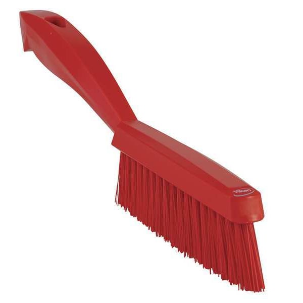 13/16 in W Scrub Brush, Stiff, 11 51/64 in L Handle, 5 51/64 in L Brush, Red, Plastic