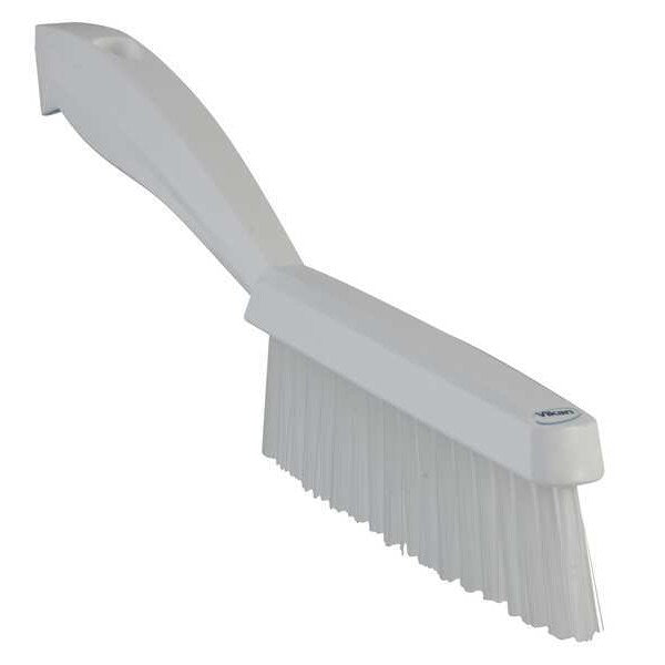 13/16 in W Scrub Brush, Stiff, 11 51/64 in L Handle, 5 51/64 in L Brush, White, Plastic