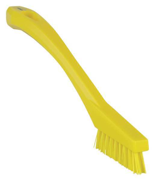 1/2 in W Detail Brush, Stiff, 5 1/2 in L Handle, 2 in L Brush, Yellow, Plastic, 8 in L Overall