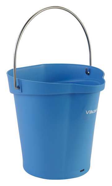 Round Hygienic Bucket, 9 19/32 in Dia, Blue, polypropylene