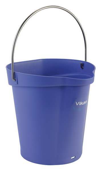 Round Hygienic Bucket, 9 19/32 in Dia, Purple, polypropylene