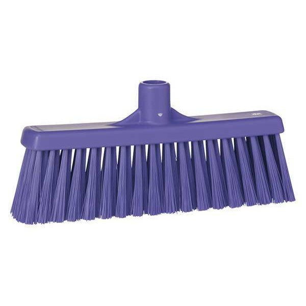 12 in Sweep Face Broom Head, Stiff, Synthetic, Purple