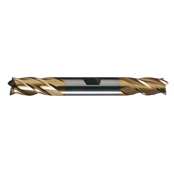 4-Flute HSS Center Cutting Square Double End Mill Cleveland HD-4C-TN TiN 9/16x5/8x1-3/8x5