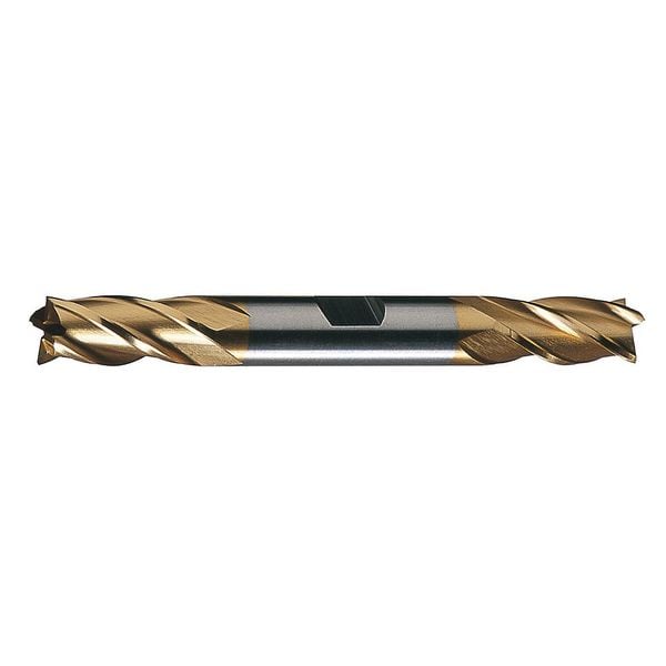 4-Flute HSS Center Cutting Square Double End Mill Cleveland HD-4C-TN TiN 1/8x3/8x3/8x3-1/16