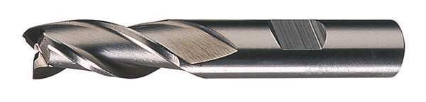 3-Flute HSS Center Cutting Square Single End Mill Cleveland HG-3 Bright 1/4x3/8x1-1/4x3-1/16