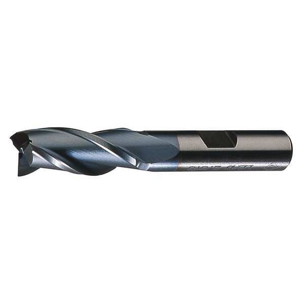 3-Flute HSS Center Cutting Square Single End Mill Cleveland HG-3-TN TiN 1/4x3/8x1-1/4x3-1/16