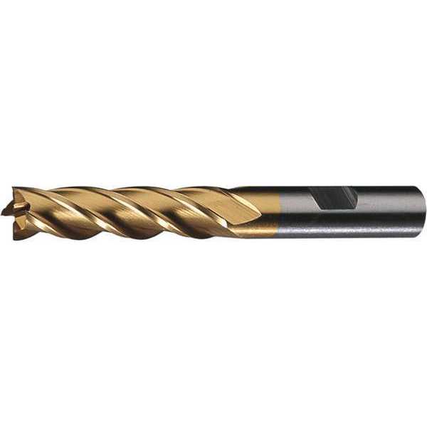 6-Flute HSS Center Cutting Square Single End MIll Cleveland HG-4C TiN 1