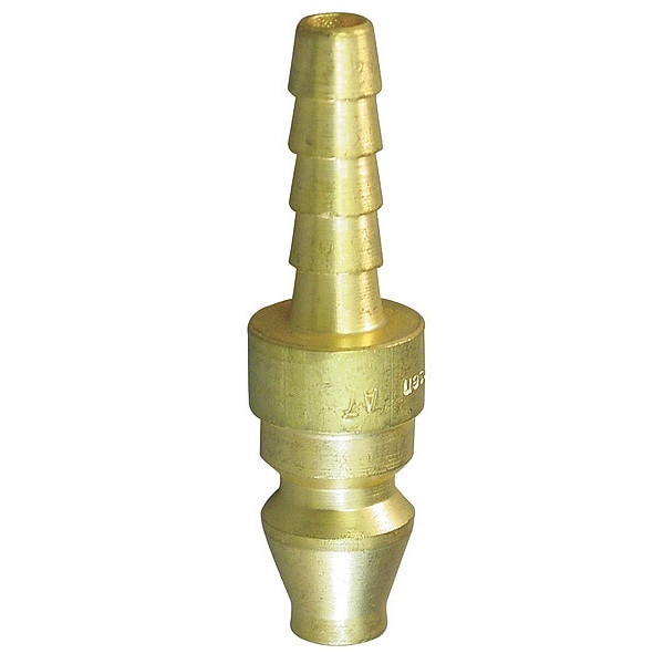 Coupler Plug, Hose Barb, 1/4, Brass