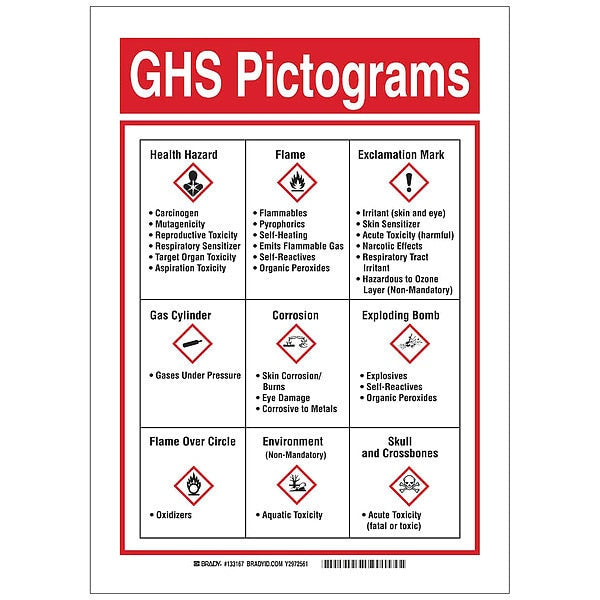 GHS Sign, 14 in Height, 10 in Width, Rectangle
