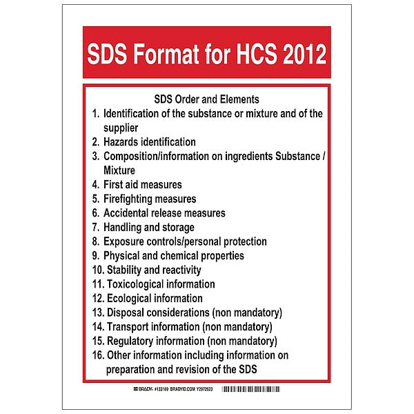 SDS Sign, 14 in Height, 10 in Width, Rectangle