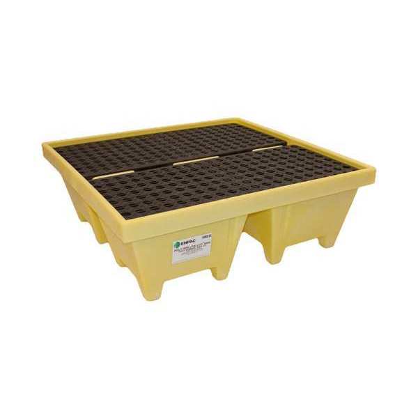 Drum Spill Containment Pallet, 83 gal Spill Capacity, 4 Drum, 6000 lb., High Density Polyethylene