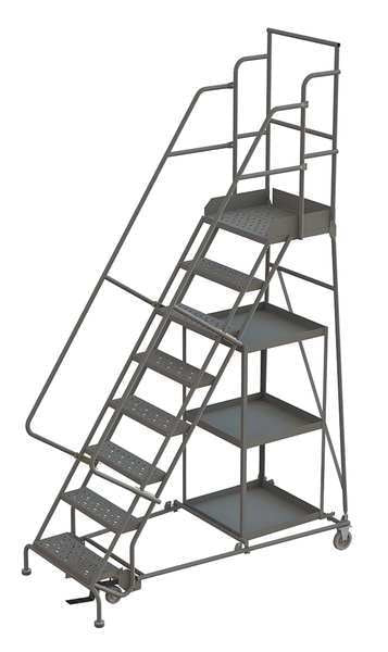 116 in H Steel Stock Picking Rolling Ladder, 8 Steps