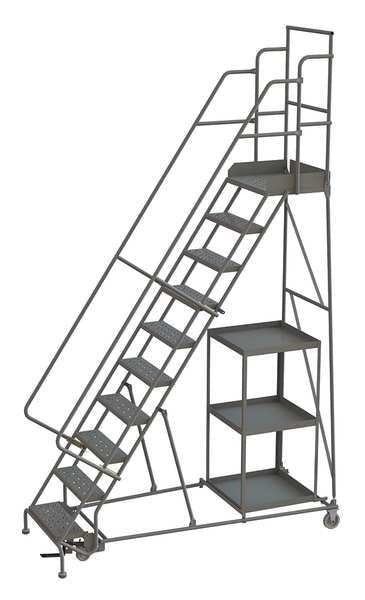136 in H Steel Stock Picking Rolling Ladder, 10 Steps