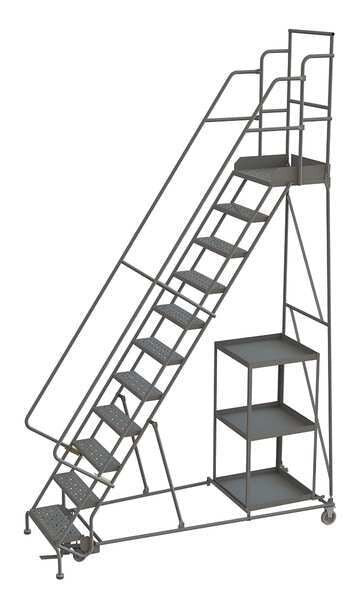 146 in H Steel Stock Picking Rolling Ladder, 11 Steps