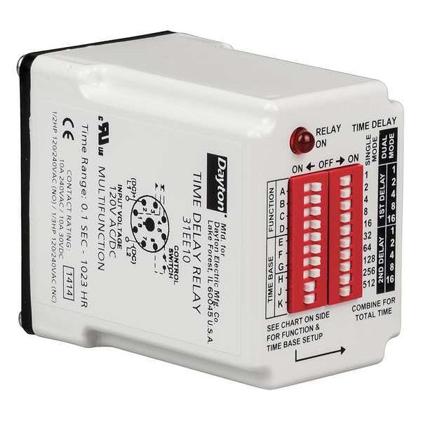Time Delay Relay, 120VAC/DC, 10A, SPDT
