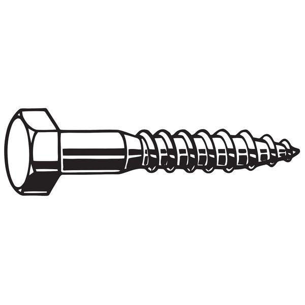Lag Screw, 3/4 in, 8 in, Steel, Hot Dipped Galvanized Hex External Hex Drive, 10 PK