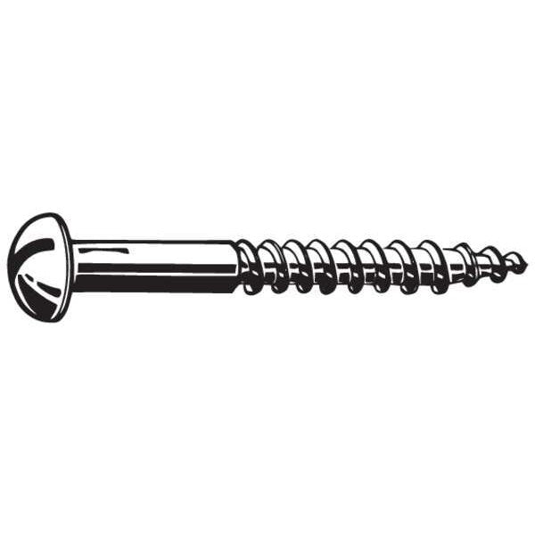 Wood Screw, #10, 1-1/2 in, Plain 18-8 Stainless Steel Round Head Slotted Drive, 100 PK